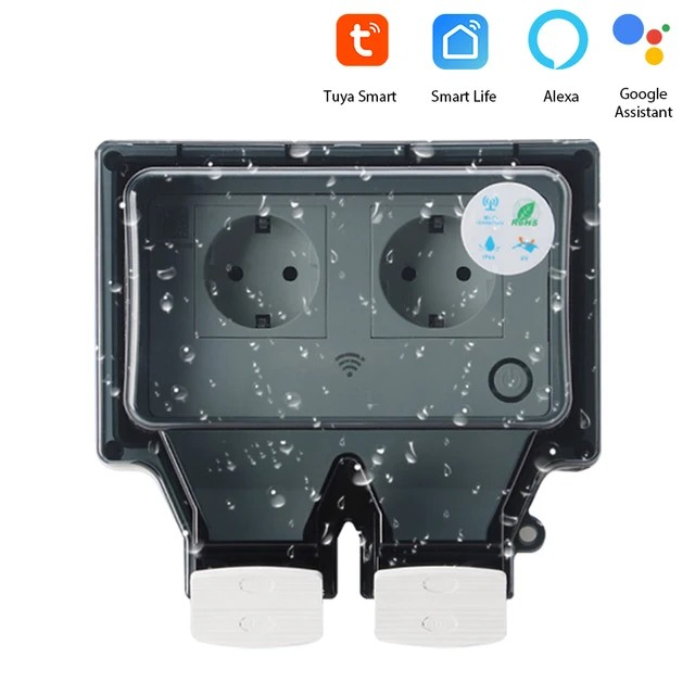 Avelena | Voltura Smart Outdoor-WiFi-Stecker – IP66 wasserdichte Steckdose mit App- und Sprachsteuerung