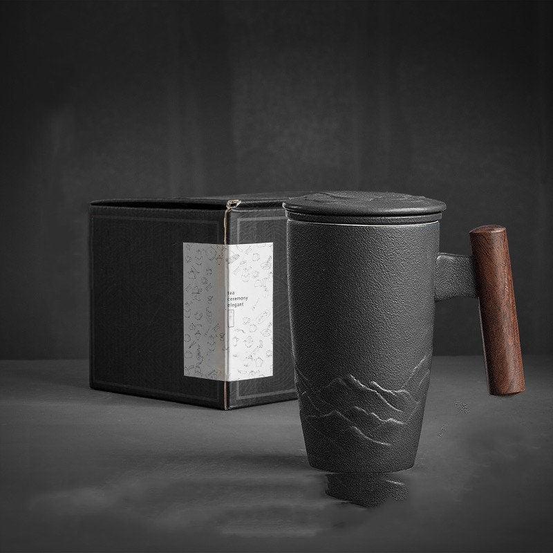 Avelena | Große Tasse, Keramik-Teetasse mit Deckel. Große Teetasse mit Deckel