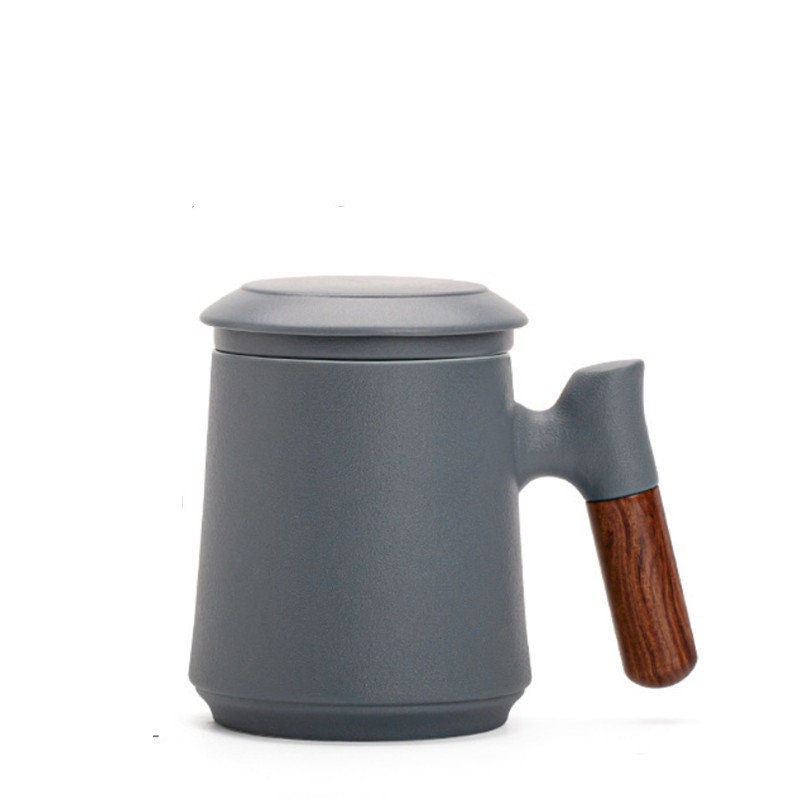 Avelena | Japanisches Keramik-Teebecher-Set mit Teesieb und Deckel, handgefertigt