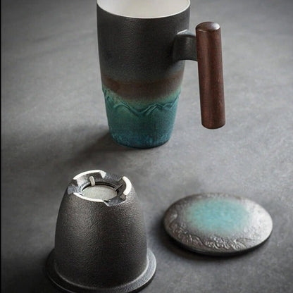 Avelena | Große Tasse, Keramik-Teetasse mit Deckel. Große Teetasse mit Deckel