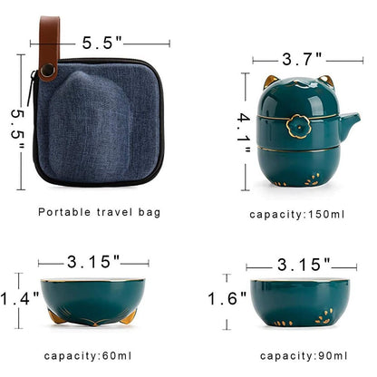 Avelena | Keramik-Lucky-Cat-Kuai-Ke-Tasse – Porzellan-Teetasse mit Sieb, Filter und Deckel, tragbares Tee-/Kaffeetassen-Set für Büro, Reisen, Teegeschirr