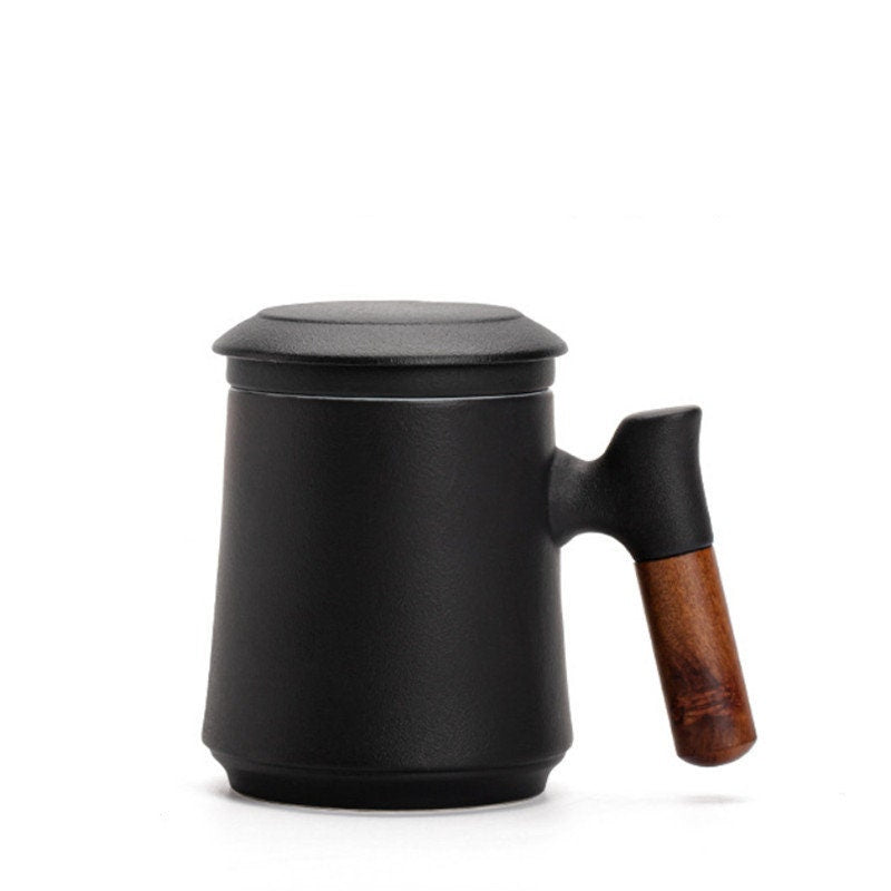 Avelena | Japanisches Keramik-Teebecher-Set mit Teesieb und Deckel, handgefertigt