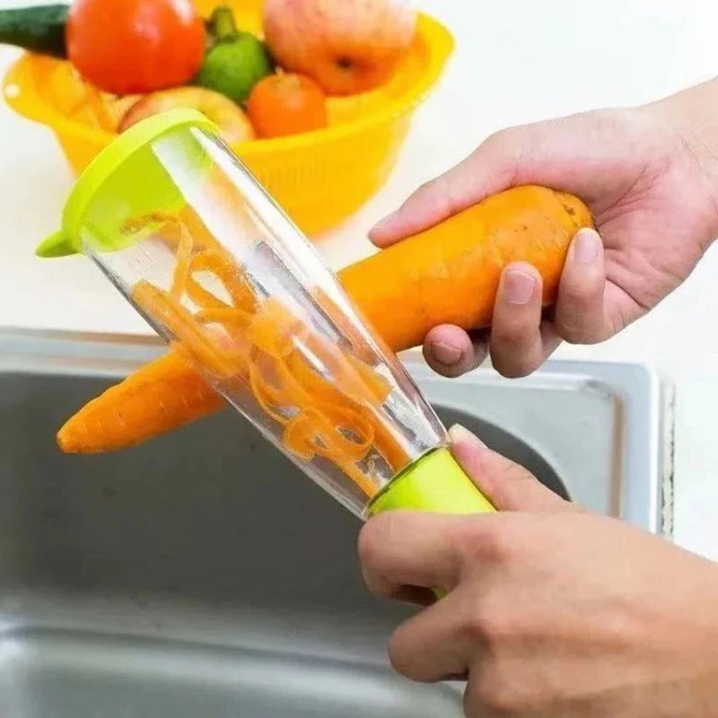 Avelena | Multifunktionaler Apfel- und Gemüse-schäler mit Aufbewahrungstub
