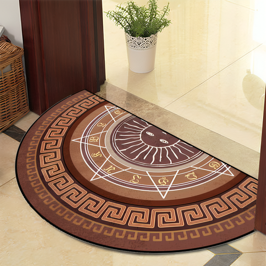 Avelena | Runde Mandala Teppich - Dicke rutschfeste Matte, maschinenwaschbar, perfekt für Wohnzimmer, Flur und draußen – Polyester