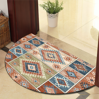 Avelena | Runde Mandala Teppich - Dicke rutschfeste Matte, maschinenwaschbar, perfekt für Wohnzimmer, Flur und draußen – Polyester