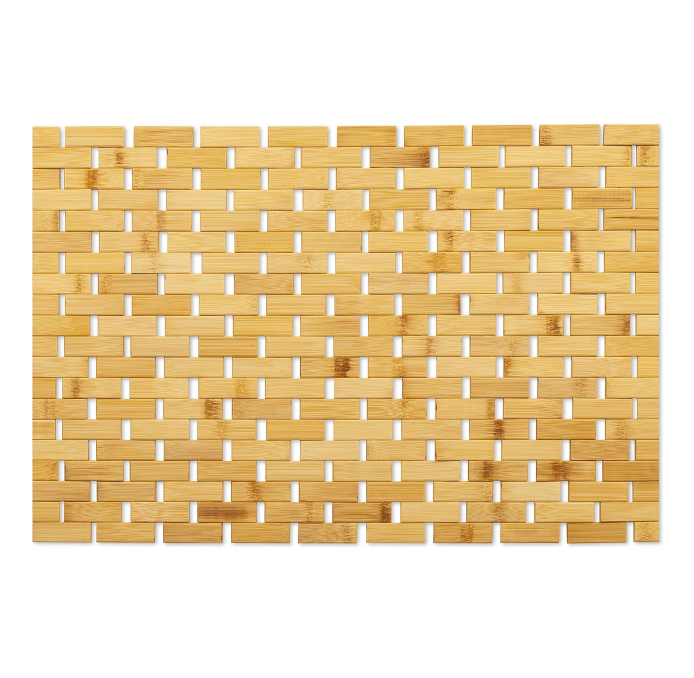 Avelena | Bambus-Badmatte Rutschfest Wasserabweisender Läuferteppich Für Badezimmer Naturholz Badezimmer Dusche Fußteppich Rutschfester Stoff