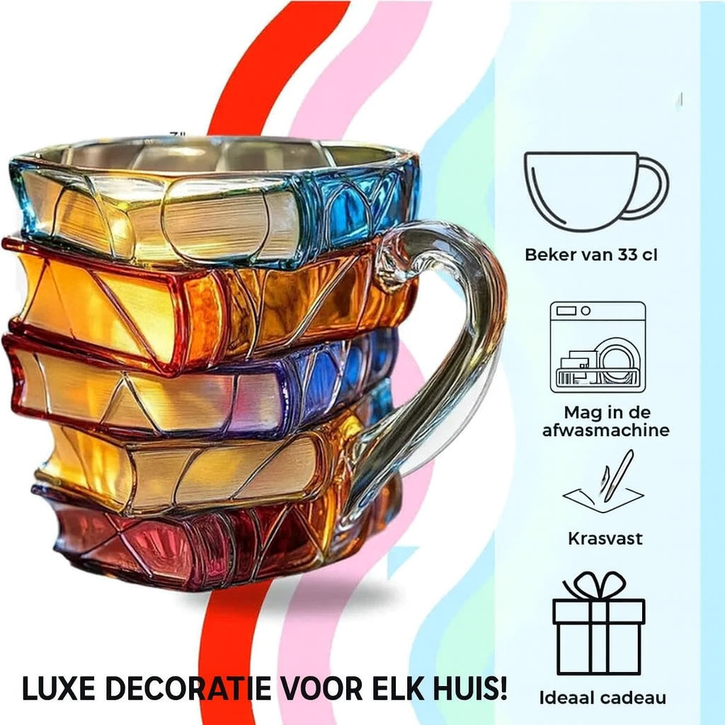Avelena | BookCup 3D Becher – Handgemalter Literaturbecher in Buchform
