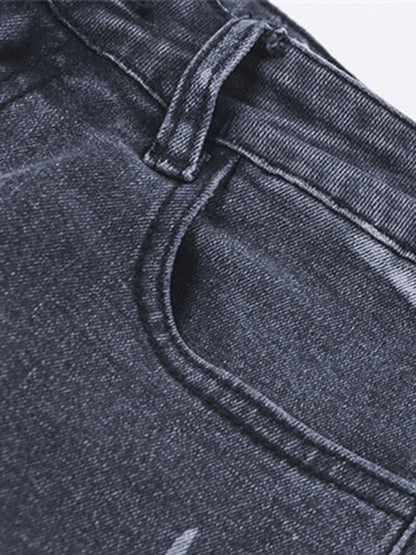 Slim-Jeans für Damen mit Reißverschluss und hoher Taille, verwaschenes Weiß