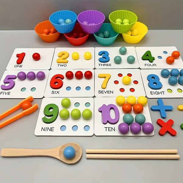 Avelena | Mathematik Lernspielzeug Set | Bunte Holzperlen | Vorschule & Kindergarten