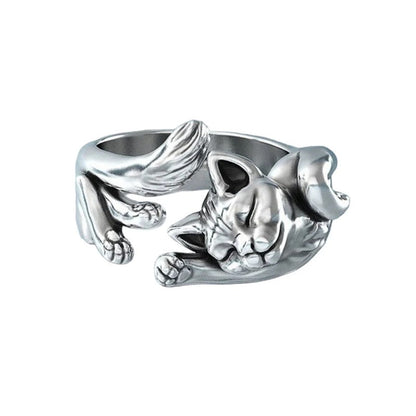 Avelena | Damen Ring im Vintage-Chic | Katzen Knuckelring im Tiermotiv | Modischer Unisex Schmuck aus Zinklegierung | Party & Alltag
