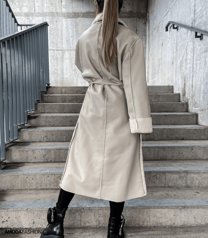 Avelena | Jacke aus Leder und Fleece zum Binden