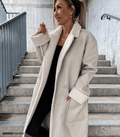 Avelena | Jacke aus Leder und Fleece zum Binden