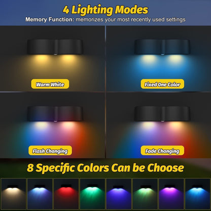 Avelena | Solarzaunlichter Außeneigenwandlichter Wasserdicht IP65, Warmweiß & RGB 8 spezifische feste Farben für Zaun Wand Schritt Deck Patio
