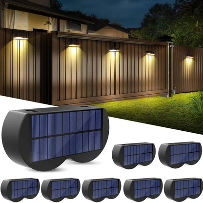 Avelena | Solarzaunlichter Außeneigenwandlichter Wasserdicht IP65, Warmweiß & RGB 8 spezifische feste Farben für Zaun Wand Schritt Deck Patio