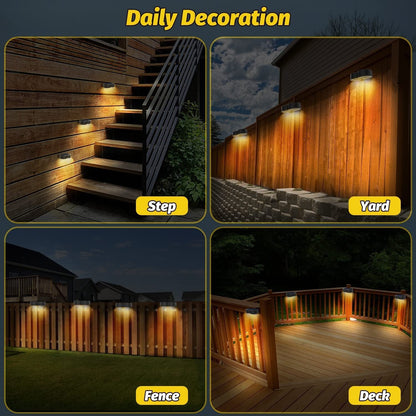 Avelena | Solarzaunlichter Außeneigenwandlichter Wasserdicht IP65, Warmweiß & RGB 8 spezifische feste Farben für Zaun Wand Schritt Deck Patio