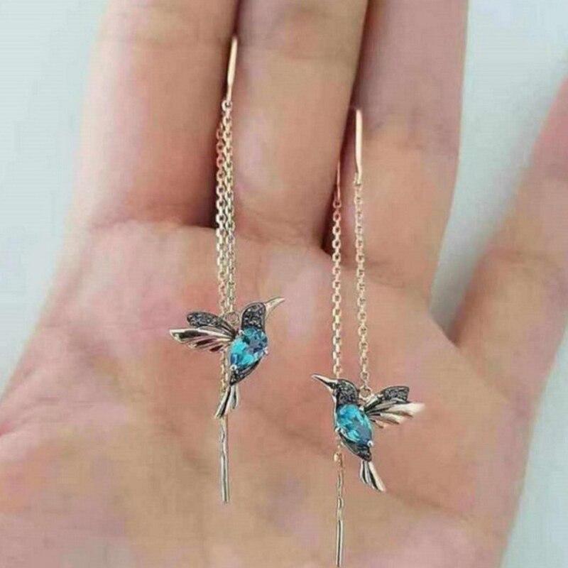 Avelena | Kolibri Emaille Ohrringe mit Strahlenden Zirkonia Amalia