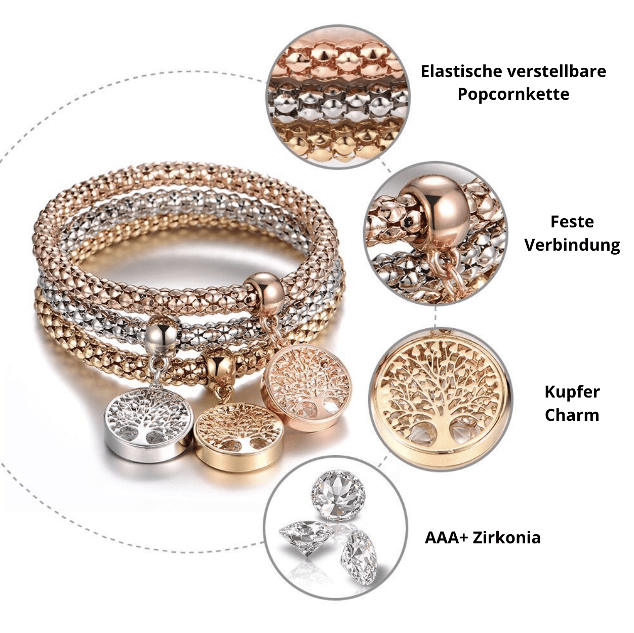 Avelena | Lebensbaum Armbandset - 3-Teilig Liora