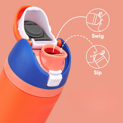 Avelena | Auslaufsichere isolierte Edelstahl-Wasserflasche mit Strohhalm - BPA-frei