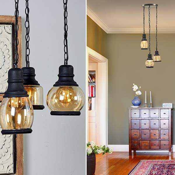 Avelena | Drei Licht Metall Pendel Lampe