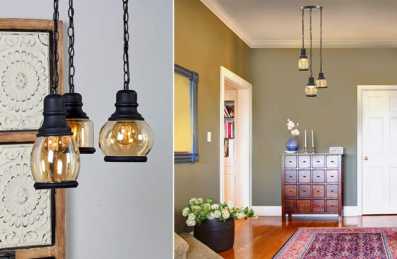 Avelena | Drei Licht Metall Pendel Lampe