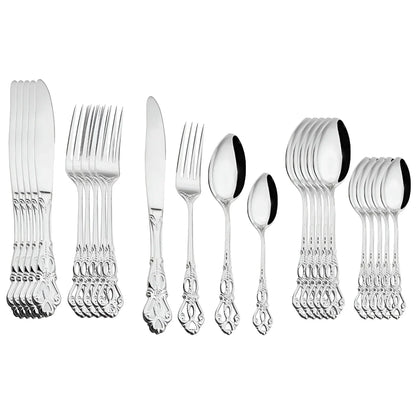 Luxuriöses 24-teiliges Gold-Besteckset mit Eleganter Verzierung