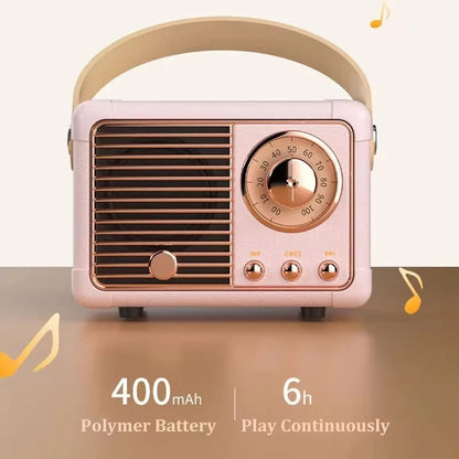 Avelena | EchoWave™ | Vintage Bluetooth-Lautsprecher mit Retro-Design | Tragbarer kabelloser Audio für Zuhause und im Freien