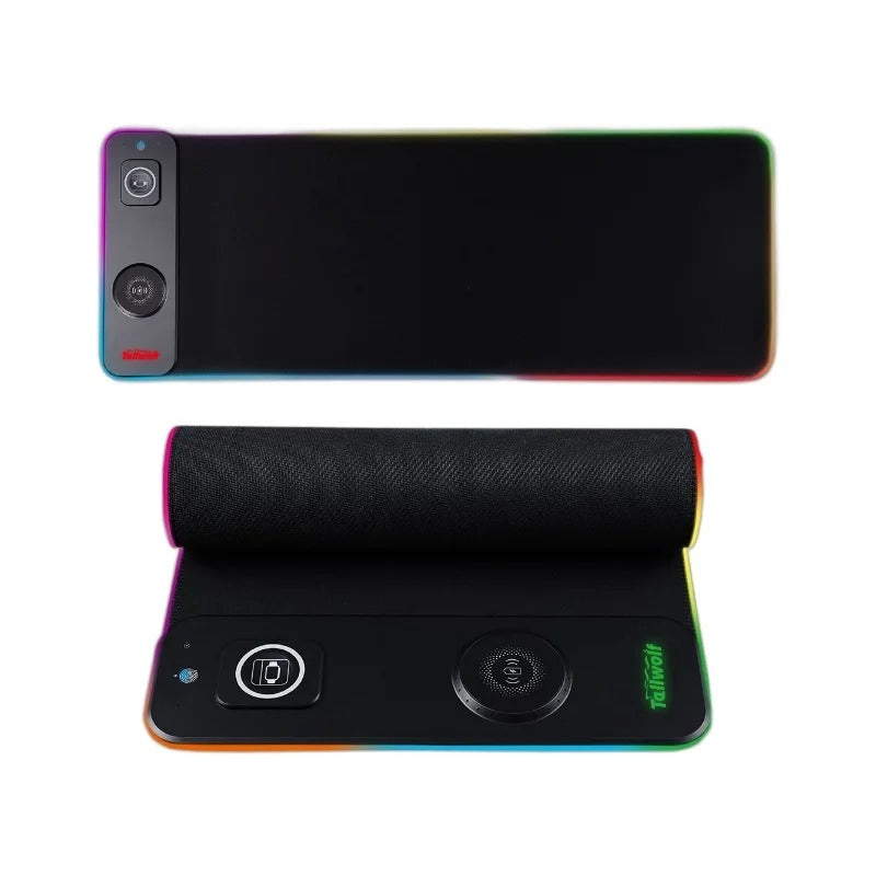 Avelena | Drahtlose Lade-Desktopmatte | RGB Dual Charging Pad für iPhone, Tastatur & Maus, Premium-Desktopmatte