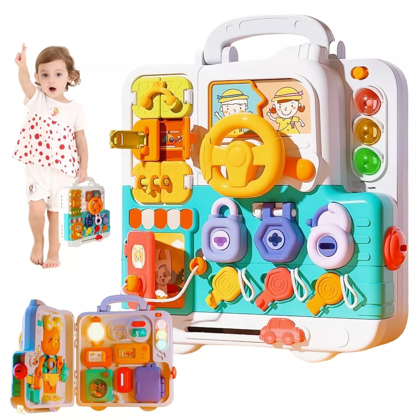 Avelena | CurioBoard – Interaktives Lehrreiches Beschäftigungsboard | für Kinder ab 3 Jahren