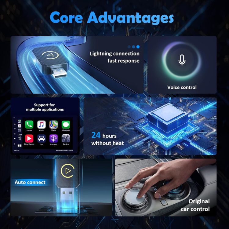 Avelena | Mini Wireless CarPlay Adapter | Schnelles, stabiles Streaming für 800+ Autos & alle iPhones (iOS 10+)