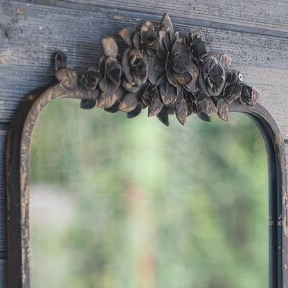 Avelena | Antik Inspiriert Rechteckiger Wandspiegel aus Metall mit Blumen