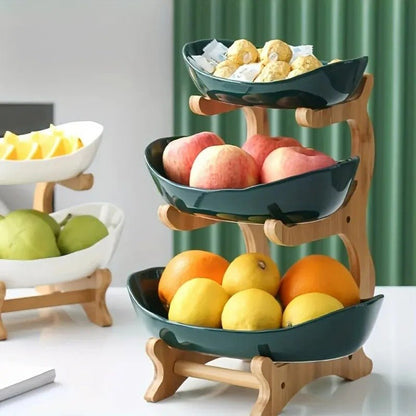 Avelena | BambuNest – Modernes Bambus-Obstkorb mit abnehmbaren Tabletts & Mehrere Ebenen Design
