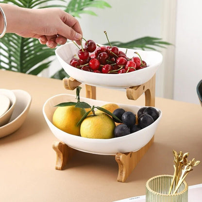 Avelena | BambuNest – Modernes Bambus-Obstkorb mit abnehmbaren Tabletts & Mehrere Ebenen Design