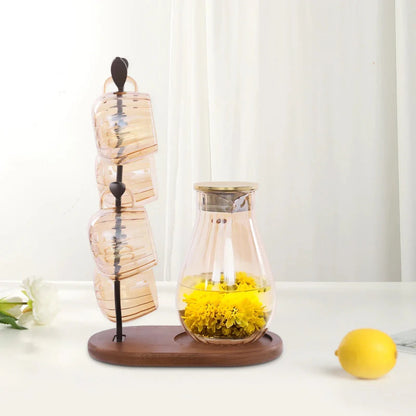 Avelena | Modernes Tisch-Borosilikatglas-Wasserkrug-Set mit 4 Tassen