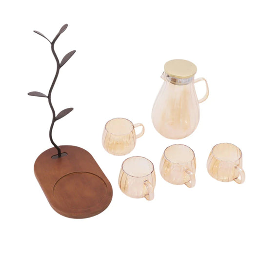 Avelena | Modernes Tisch-Borosilikatglas-Wasserkrug-Set mit 4 Tassen