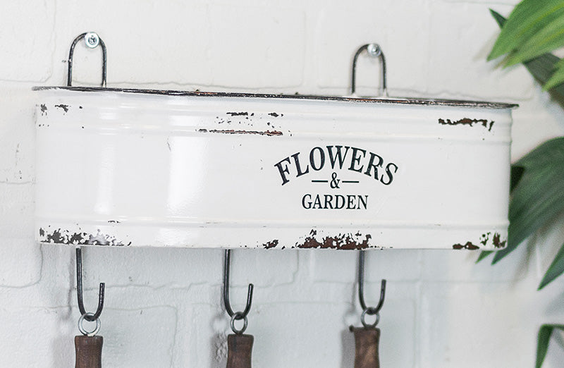Avelena | Emaille Blumentopf mit Gartenwerkzeug