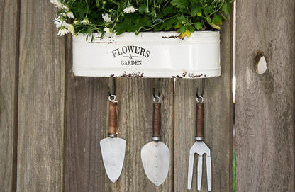 Avelena | Emaille Blumentopf mit Gartenwerkzeug