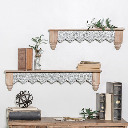 Avelena | Holz und Zinn Filigran Regal Set mit 2