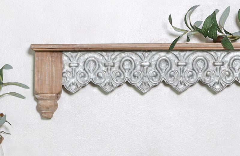 Avelena | Holz und Zinn Filigran Regal Set mit 2