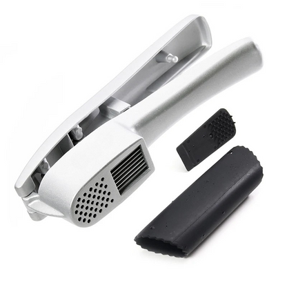 Avelena | Multifunktionales Aluminium Knoblauchpressen-Set mit Silikonrohr-Roller