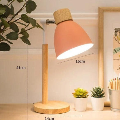 Avelena | Nordische Tischlampe | Holz, Eisen