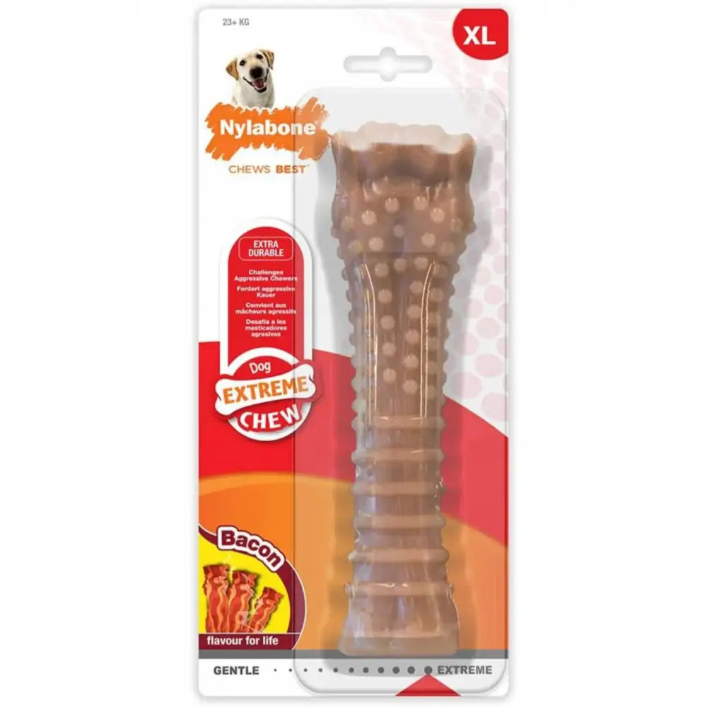 Avelena | Nylabone Extreme Chew Bacon Bone Kauspielzeug für Hunde, mit Bacongeschmack Xl