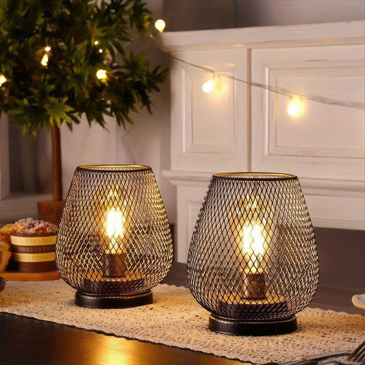 Avelena | RusticMesh Tischlampen Set – Industrieller Stil und Stimmungsvolle Beleuchtung
