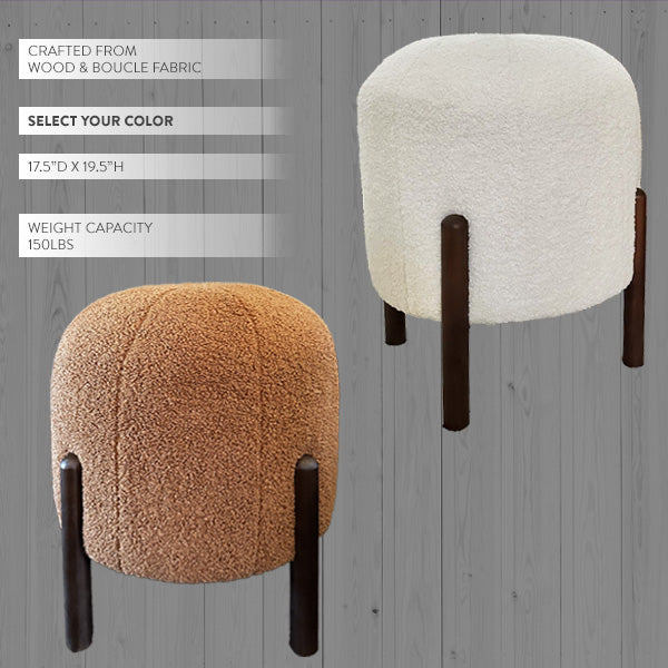 Avelena | 19 Zoll Boucle Ottoman, Wählen Sie Die Farbe