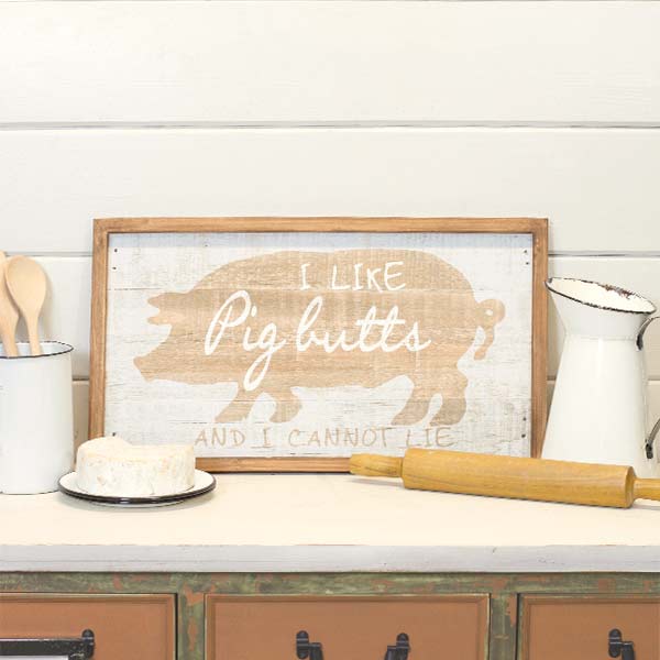 Avelena | Distressed Wood Pig Butts Schild