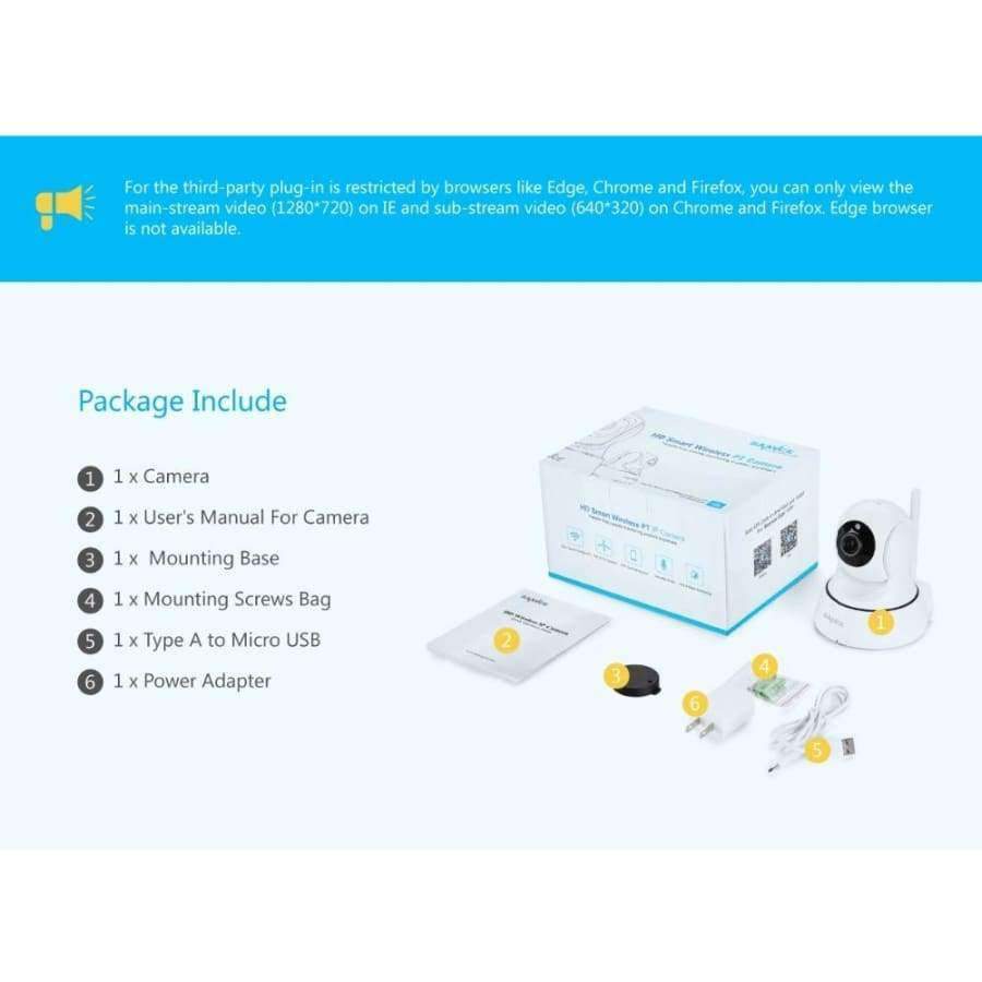 Avelena | Sannce Wifi Ip Kamera Hd 720P Drahtlos 1Mp Smart Cctv Sicherheitskamera P2P Netzwerk Babyphone Heimschutz Mobile Fernkamera
