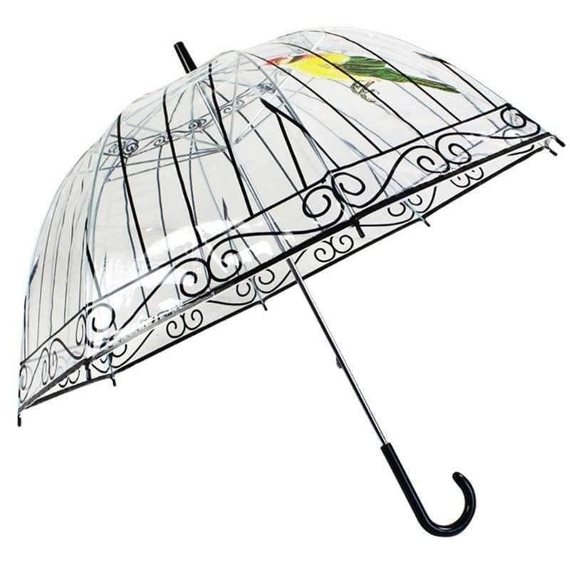 Avelena | 1 Stück Plastikeva Transparente Regenschirme Süßer Vogelkäfig Parasol Langer Stock Regen Klarer Bubble Regenschirm für Frauen