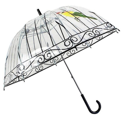 Avelena | 1 Stück Plastikeva Transparente Regenschirme Süßer Vogelkäfig Parasol Langer Stock Regen Klarer Bubble Regenschirm für Frauen