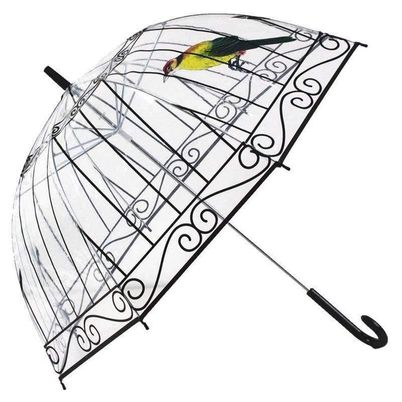 Avelena | 1 Stück Plastikeva Transparente Regenschirme Süßer Vogelkäfig Parasol Langer Stock Regen Klarer Bubble Regenschirm für Frauen