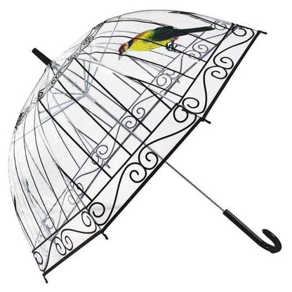 Avelena | 1 Stück Plastikeva Transparente Regenschirme Süßer Vogelkäfig Parasol Langer Stock Regen Klarer Bubble Regenschirm für Frauen