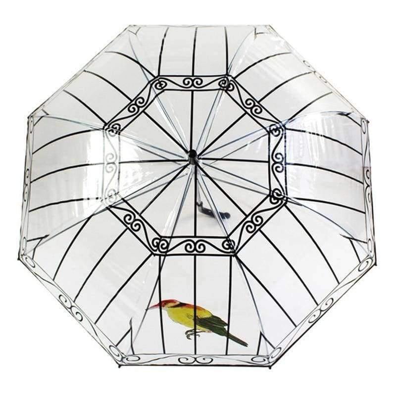 Avelena | 1 Stück Plastikeva Transparente Regenschirme Süßer Vogelkäfig Parasol Langer Stock Regen Klarer Bubble Regenschirm für Frauen